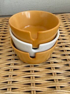 Vintage MCM Kenji Fujita Set of three Round Ashtrays Porcelain